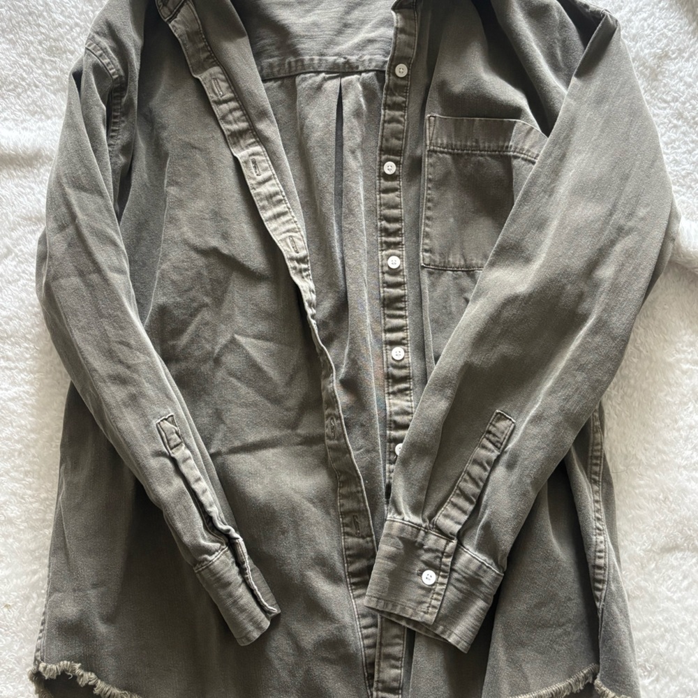 Aerie Khaki Button-Up Shirt